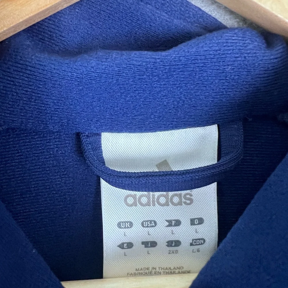 Vintage Adidas Jacket Mens Large Blue‎ Navy Track Zip-Up Logo Spellout Y2K